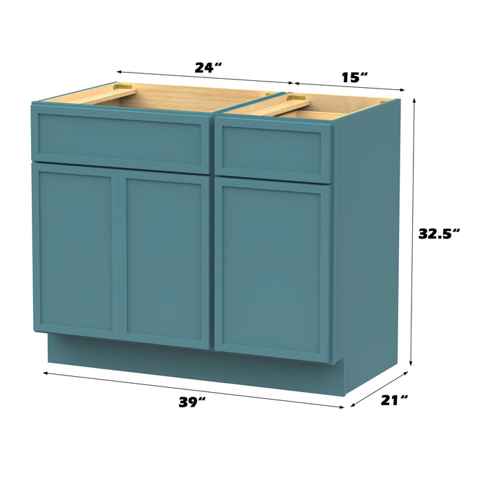 39" Modern Freestanding Birch & Plywood Bathroom Vanity Base Only – Shaker Style Storage Cabinet with 1 Drawer & 3 Soft-Closing Doors VA4124-151