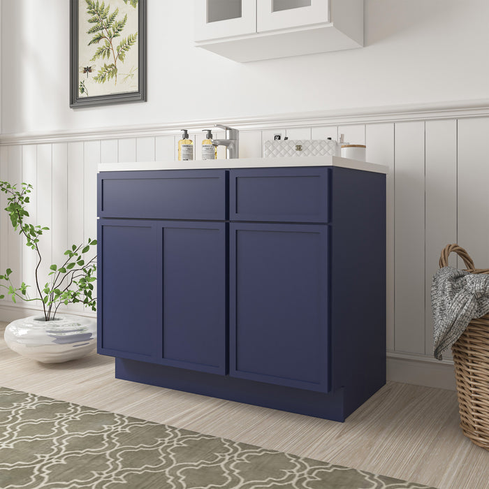 39" Oak Bathroom Vanity Cabinet without Top - 1 Drawer & 3 Doors
