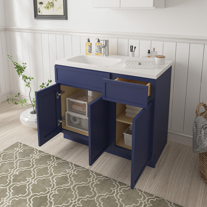 39" Oak Bathroom Vanity Cabinet without Top - 1 Drawer & 3 Doors