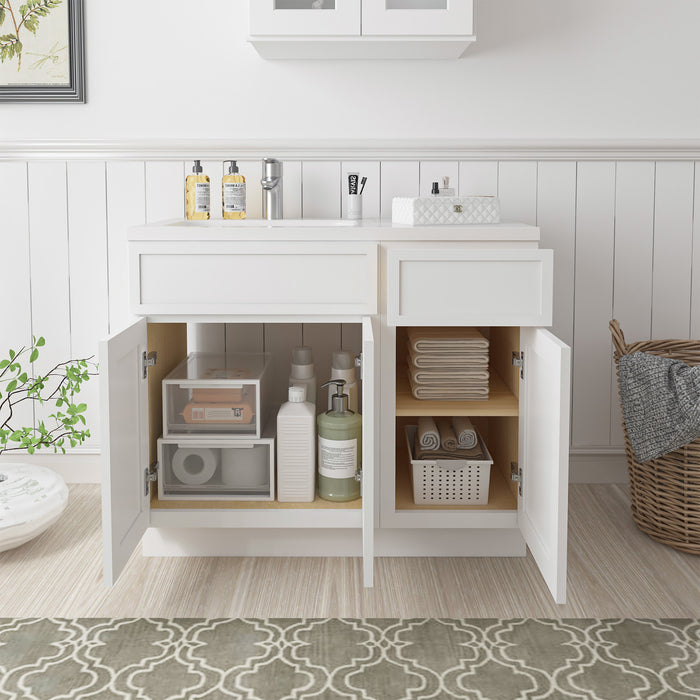 39" Oak Bathroom Vanity Cabinet without Top - 1 Drawer & 3 Doors