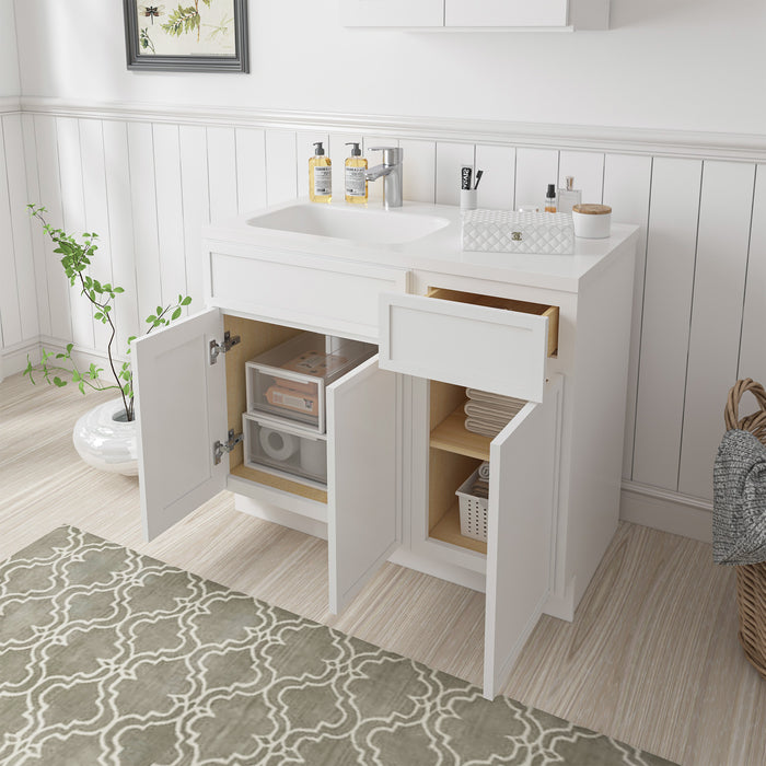 39" Oak Bathroom Vanity Cabinet without Top - 1 Drawer & 3 Doors