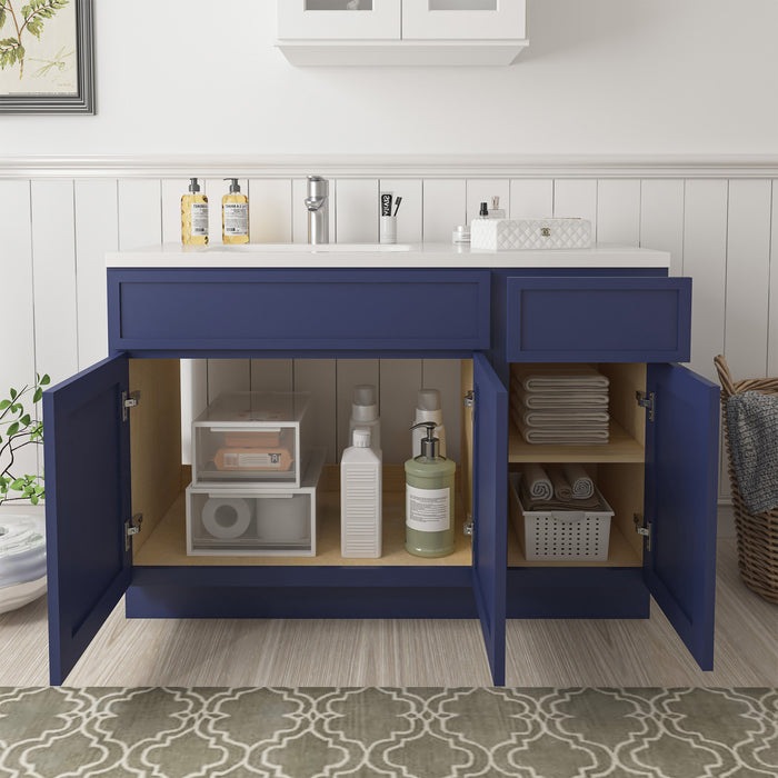 45" Oak Bathroom Vanity Cabinet without Top - 1 Drawer & 3 Doors