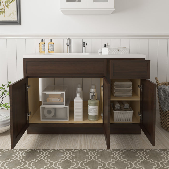 45" Oak Bathroom Vanity Cabinet without Top - 1 Drawer & 3 Doors