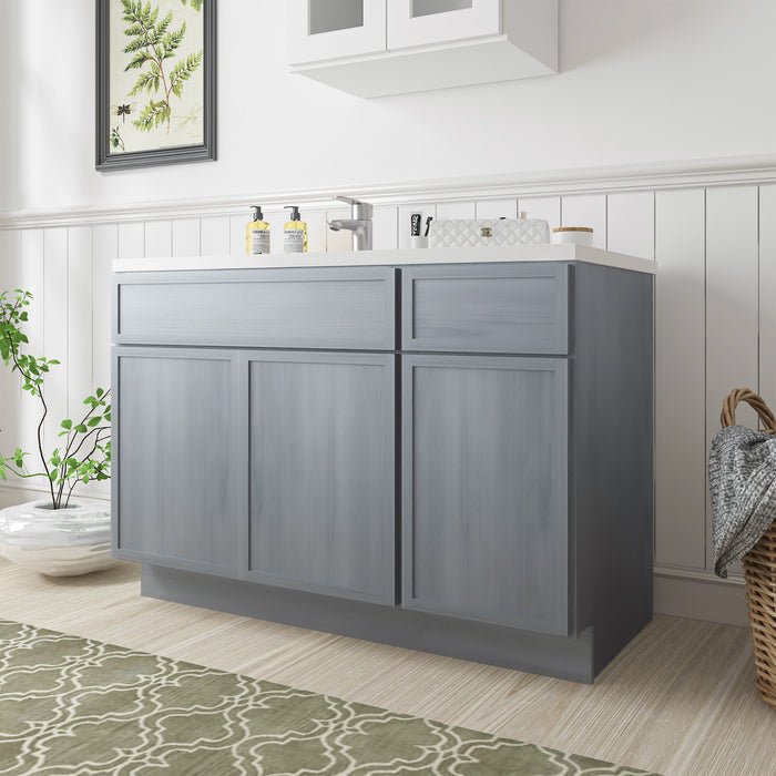45" Oak Bathroom Vanity Cabinet without Top - 1 Drawer & 3 Doors