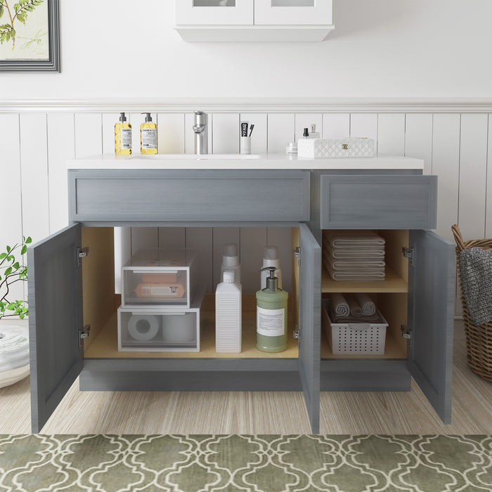 45" Oak Bathroom Vanity Cabinet without Top - 1 Drawer & 3 Doors