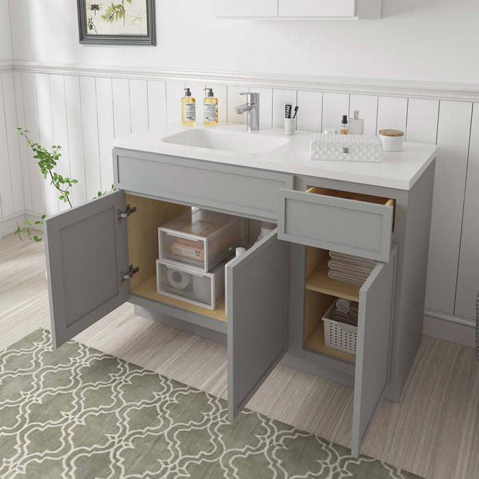 48" Oak Bathroom Vanity Cabinet without Top - 1 Drawer & 3 Doors