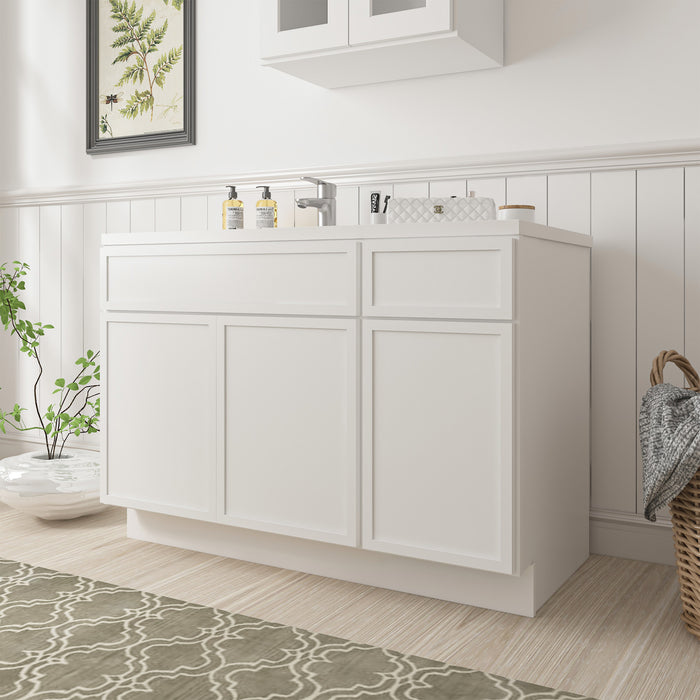 48" Oak Bathroom Vanity Cabinet without Top - 1 Drawer & 3 Doors