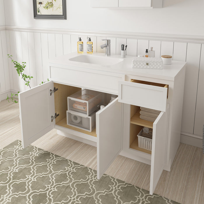48" Oak Bathroom Vanity Cabinet without Top - 1 Drawer & 3 Doors
