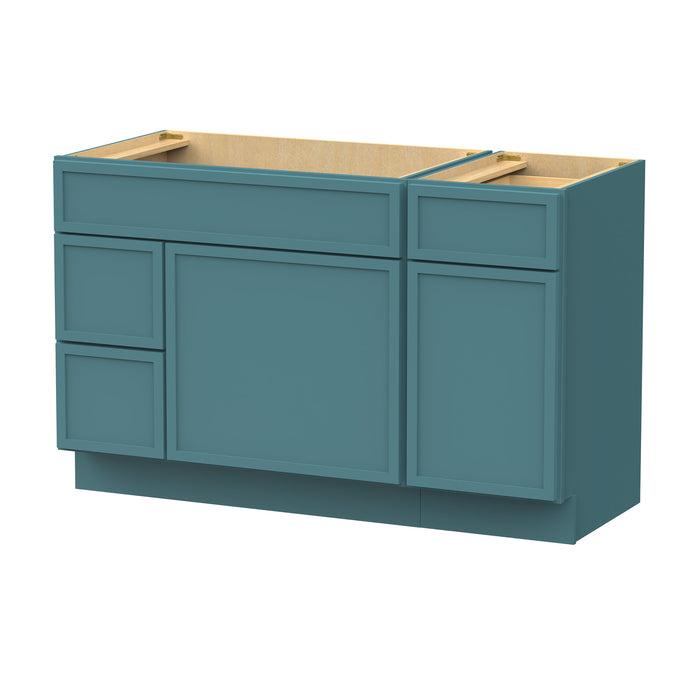 51" Oak Bathroom Vanity Cabinet without Top - 3 Drawers & 2 Doors