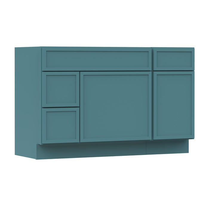 51" Oak Bathroom Vanity Cabinet without Top - 3 Drawers & 2 Doors