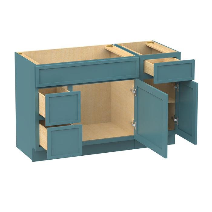 51" Oak Bathroom Vanity Cabinet without Top - 3 Drawers & 2 Doors