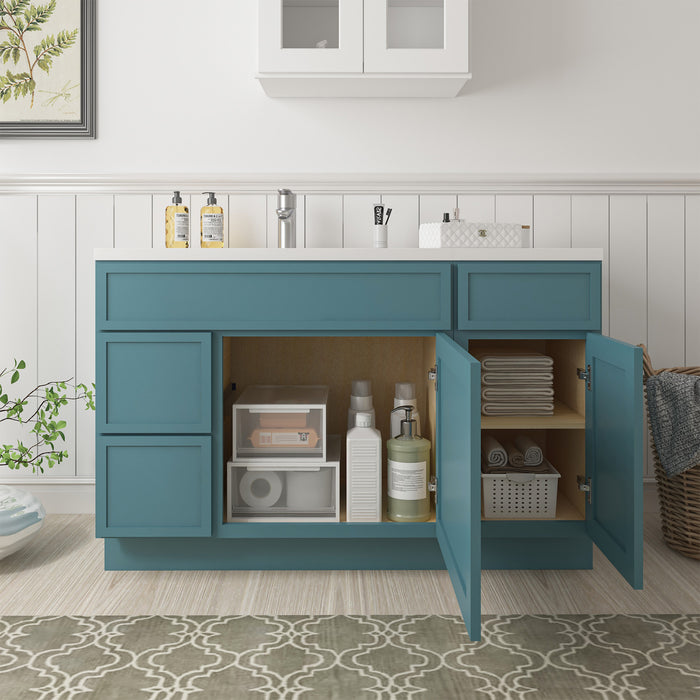 51" Oak Bathroom Vanity Cabinet without Top - 3 Drawers & 2 Doors