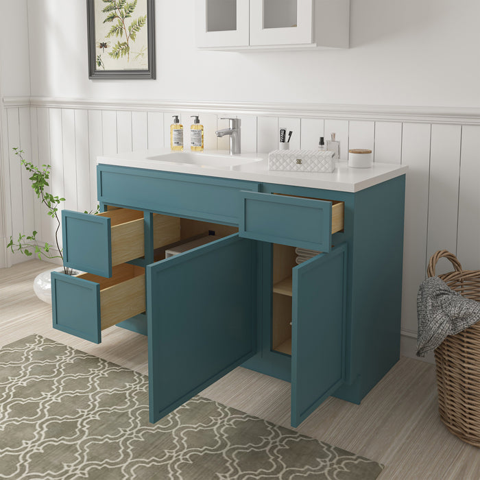 51" Oak Bathroom Vanity Cabinet without Top - 3 Drawers & 2 Doors
