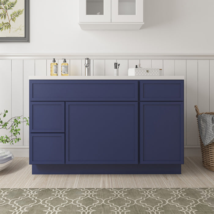 51" Oak Bathroom Vanity Cabinet without Top - 3 Drawers & 2 Doors