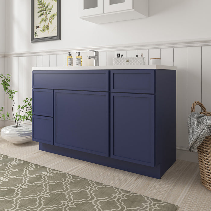 51" Oak Bathroom Vanity Cabinet without Top - 3 Drawers & 2 Doors