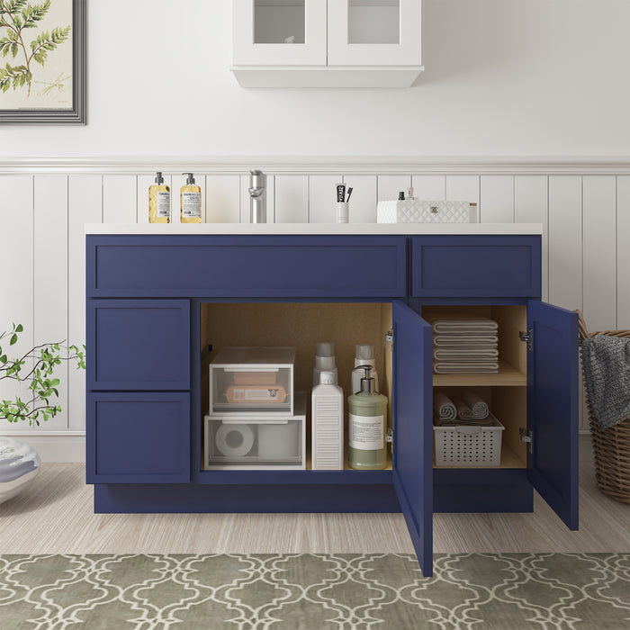 51" Oak Bathroom Vanity Cabinet without Top - 3 Drawers & 2 Doors