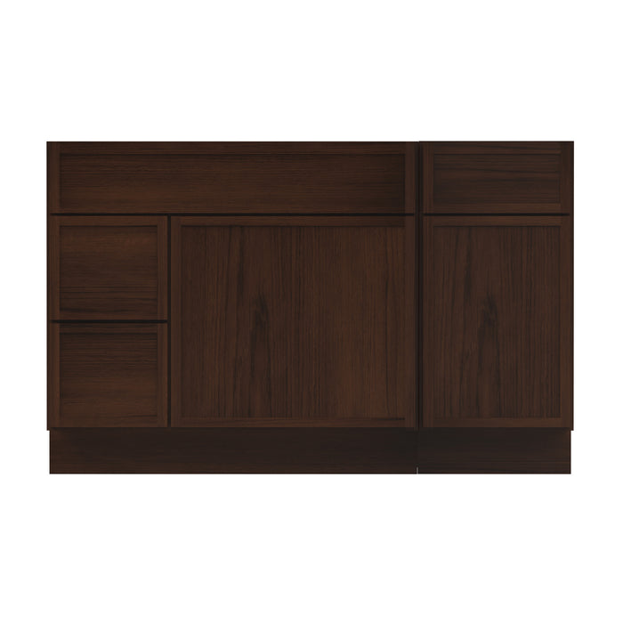 51" Oak Bathroom Vanity Cabinet without Top - 3 Drawers & 2 Doors