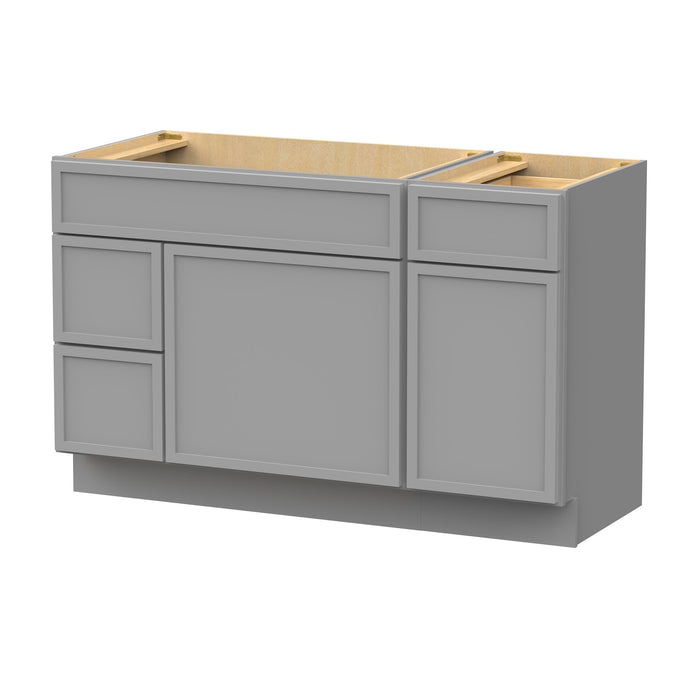 51" Oak Bathroom Vanity Cabinet without Top - 3 Drawers & 2 Doors