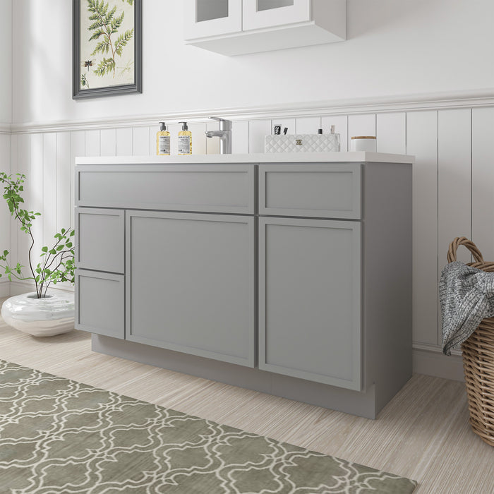 51" Oak Bathroom Vanity Cabinet without Top - 3 Drawers & 2 Doors