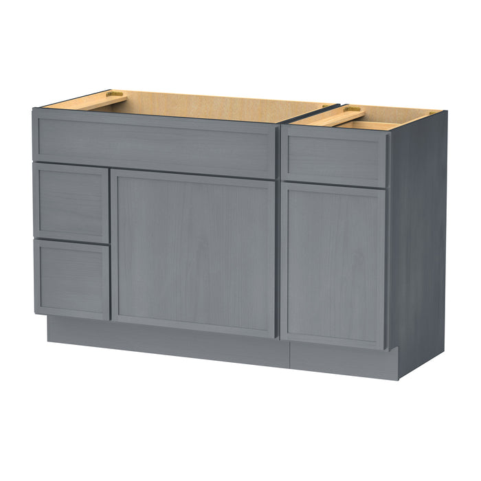 51" Oak Bathroom Vanity Cabinet without Top - 3 Drawers & 2 Doors