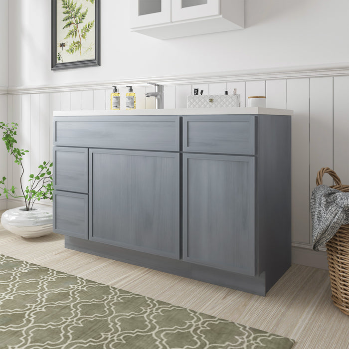 51" Oak Bathroom Vanity Cabinet without Top - 3 Drawers & 2 Doors