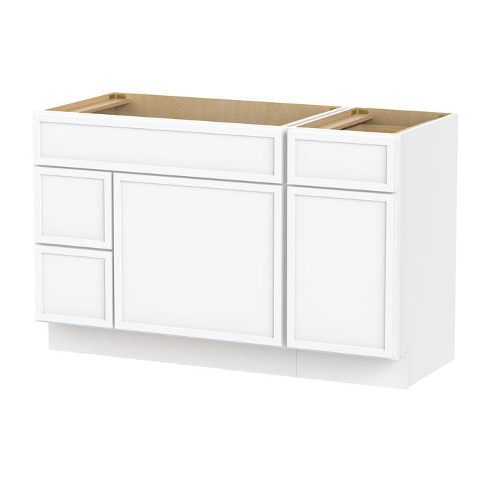 51" Oak Bathroom Vanity Cabinet without Top - 3 Drawers & 2 Doors