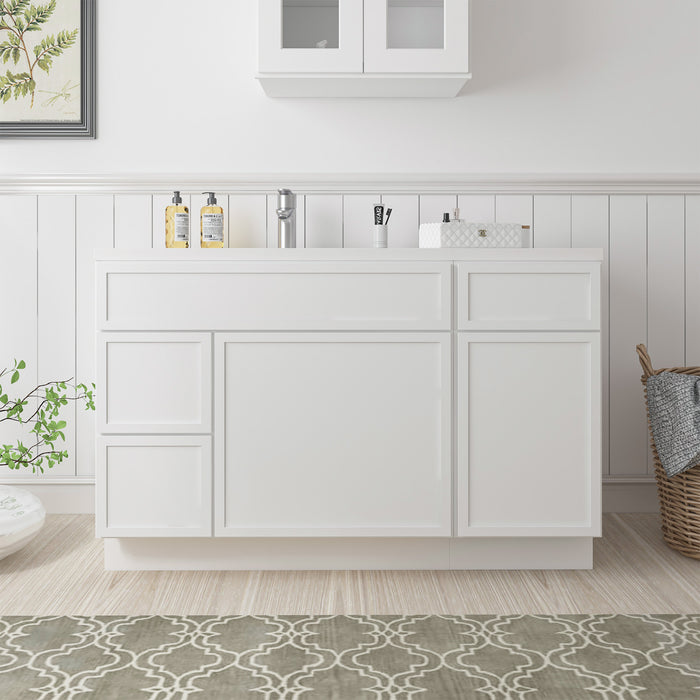 51" Oak Bathroom Vanity Cabinet without Top - 3 Drawers & 2 Doors