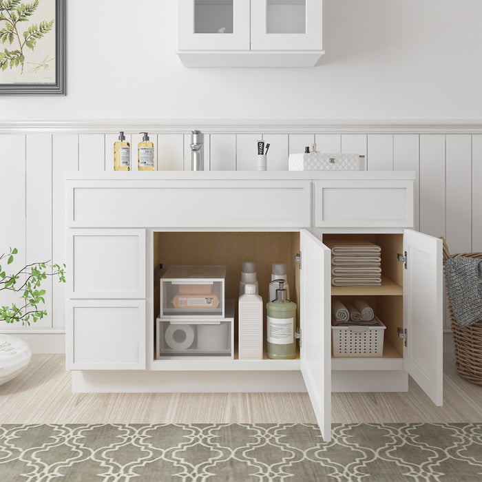 51" Oak Bathroom Vanity Cabinet without Top - 3 Drawers & 2 Doors