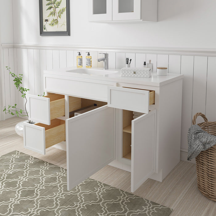 51" Oak Bathroom Vanity Cabinet without Top - 3 Drawers & 2 Doors