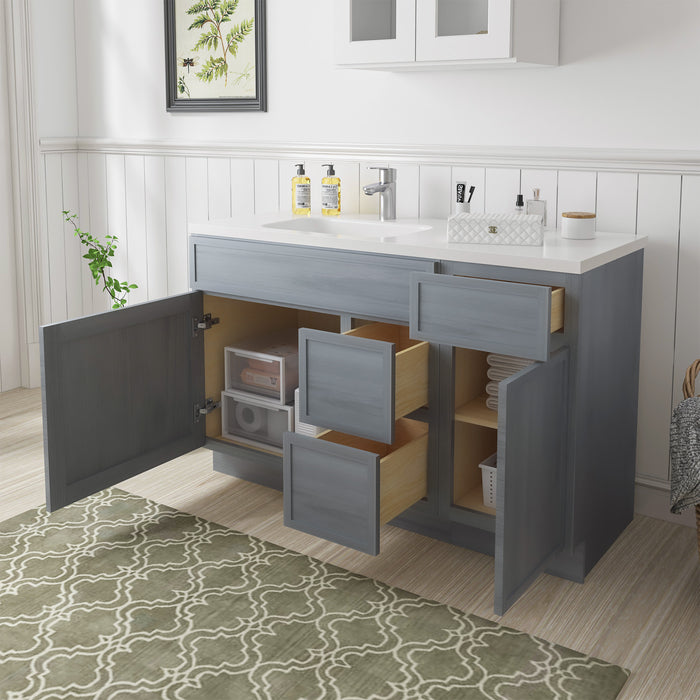 51" Modern Freestanding Oak Plywood Bathroom Vanity Base Only – Shaker Style Storage Cabinet with 3 Drawers & 2 Soft-Closing Doors VA40362R-151