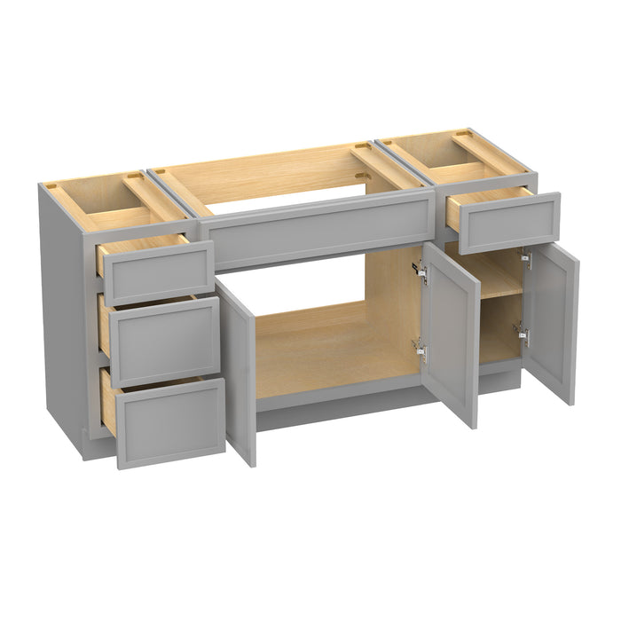69" Modern Freestanding Birch & Plywood Bathroom Vanity Base Only – Shaker Style Storage Cabinet with 4 Drawers & 3 Soft-Closing Doors VA41153-39-151