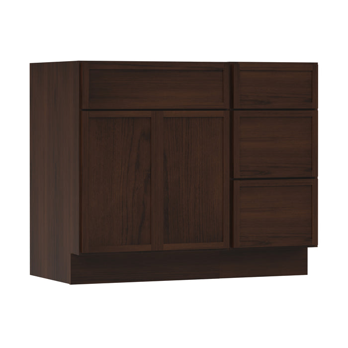 39" Modern Freestanding Birch & Plywood Bathroom Vanity Base Only – Shaker Style Storage Cabinet with 3 Drawers & 1 Soft-Closing Door VA4124-153