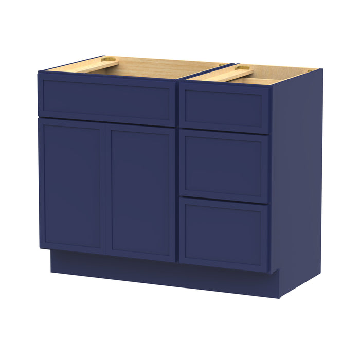 39" Oak Bathroom Vanity Cabinet without Top - 3 Drawers & 1 Door