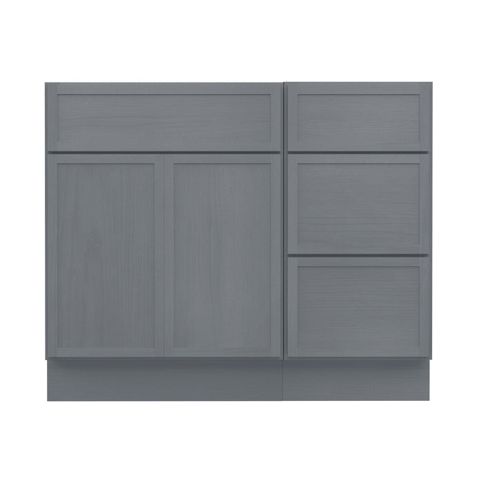 39" Oak Bathroom Vanity Cabinet without Top - 3 Drawers & 1 Door