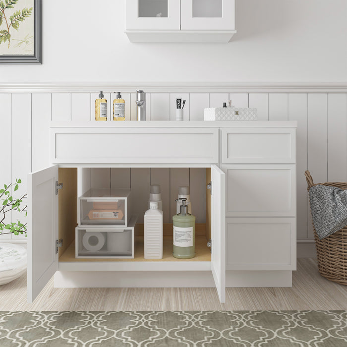45" Oak Bathroom Vanity Cabinet without Top - 3 Drawers & 1 Door