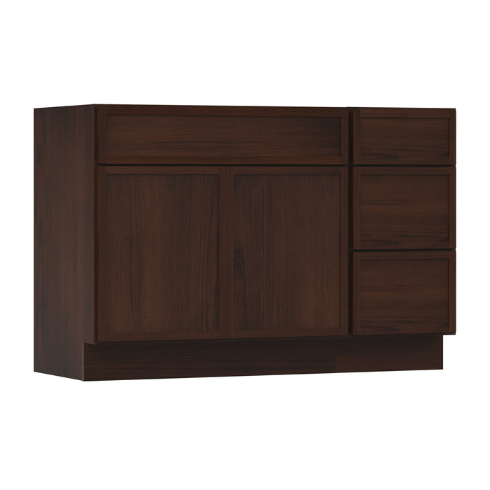 48" Modern Freestanding Birch & Plywood Bathroom Vanity Base Only – Shaker Style Storage Cabinet with 3 Drawers & 1 Door VA4133-153
