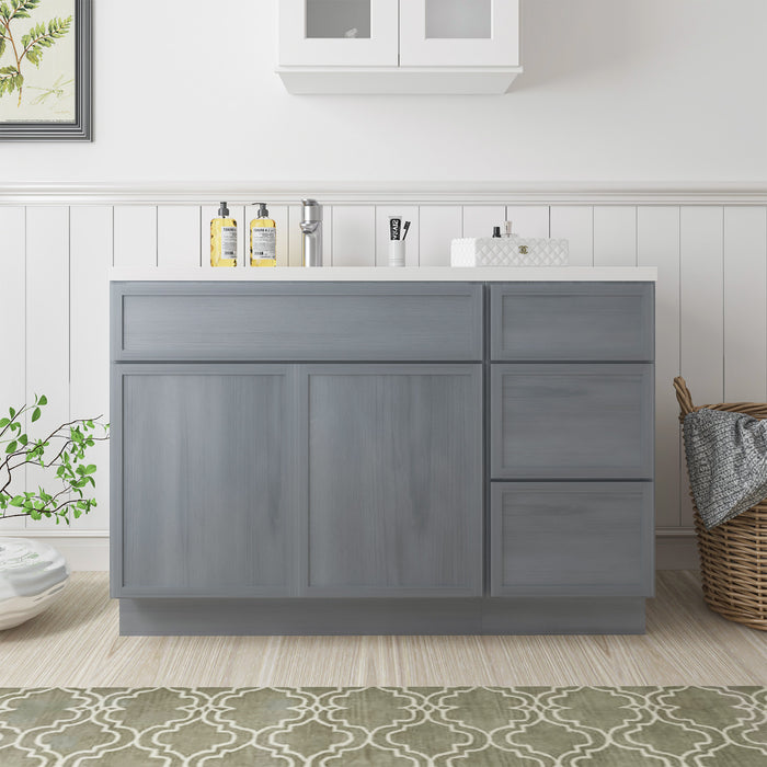 48" Oak Bathroom Vanity Cabinet without Top - 3 Drawers & 2 Doors