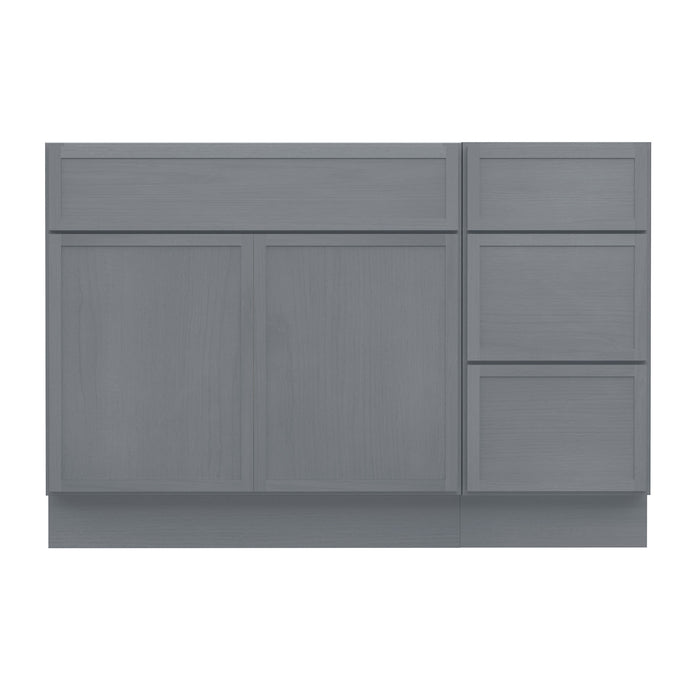 48" Oak Bathroom Vanity Cabinet without Top - 3 Drawers & 2 Doors
