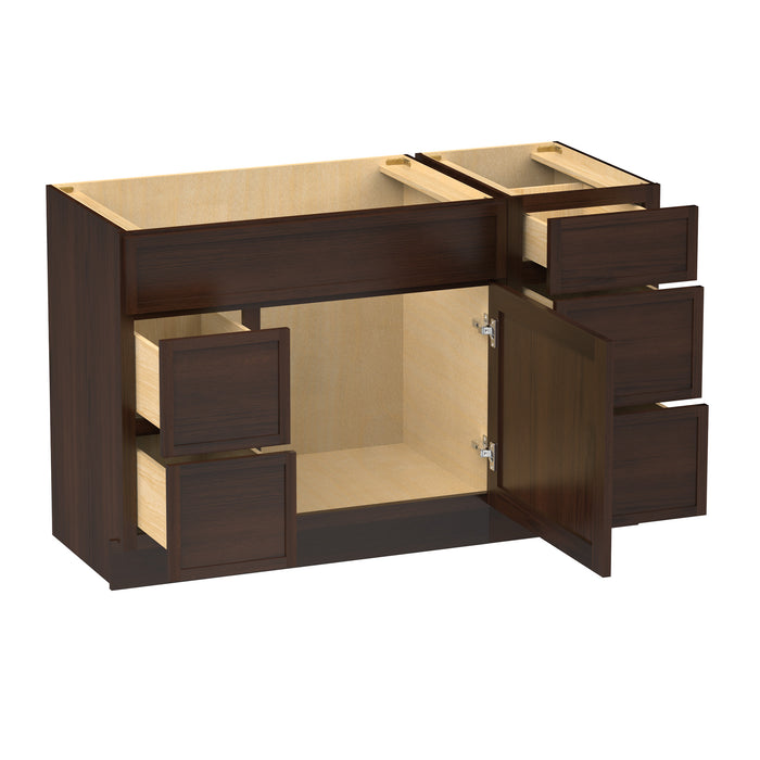 51" Modern Freestanding Birch & Plywood Bathroom Vanity Base Only – Shaker Style Storage Cabinet with 5 Drawers & 1 Door VA41362L-153