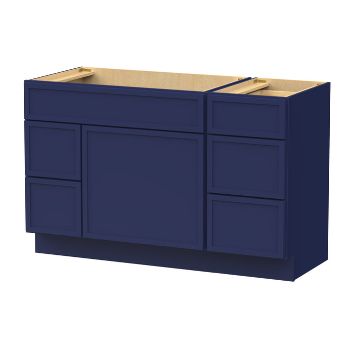 51" Oak Bathroom Vanity Cabinet without Top - 5 Drawers & 1 Door