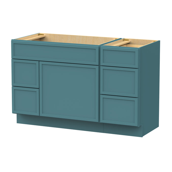 51" Oak Bathroom Vanity Cabinet without Top - 5 Drawers & 1 Door