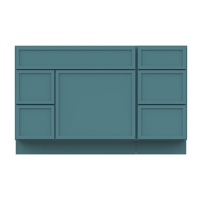 51" Oak Bathroom Vanity Cabinet without Top - 5 Drawers & 1 Door