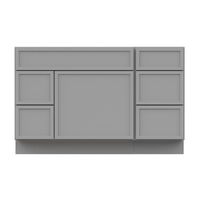 51" Oak Bathroom Vanity Cabinet without Top - 5 Drawers & 1 Door