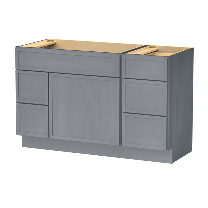 51" Oak Bathroom Vanity Cabinet without Top - 5 Drawers & 1 Door