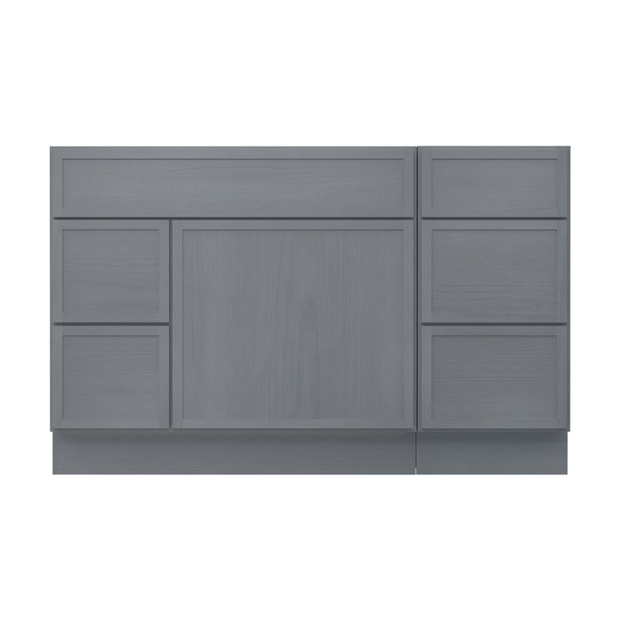 51" Oak Bathroom Vanity Cabinet without Top - 5 Drawers & 1 Door