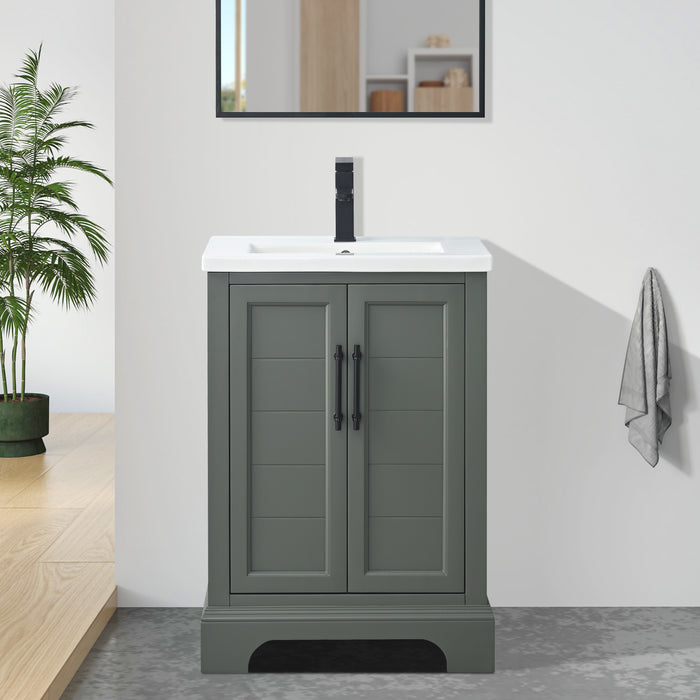 24" Single Sink Modern Bathroom Vanity Set with Countertop & Undermount Sink – Small Storage Cabinet VA5024