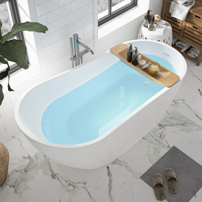 55"or 67" Freestanding Acrylic Bathtub Modern Stand Alone Soaking Tub