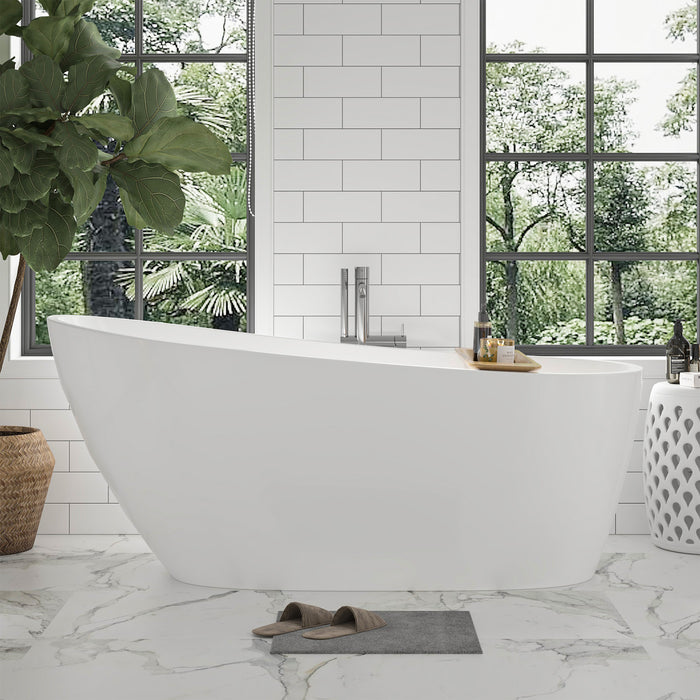 55"or 67" Freestanding Acrylic Bathtub Modern Stand Alone Soaking Tub