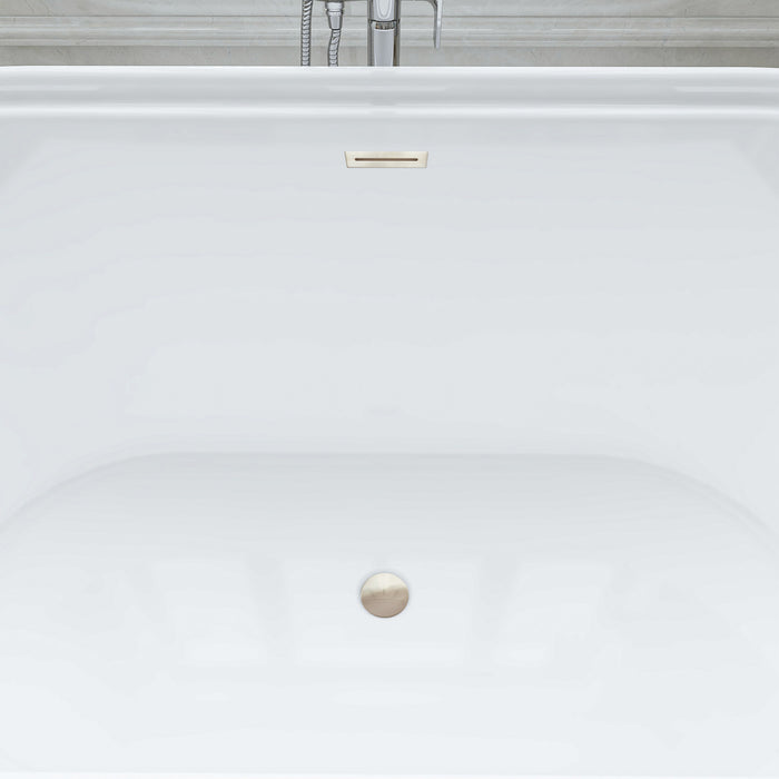 67" x 31" Freestanding White Acrylic Bathtub, Modern Stand Alone Soaking Bathtub with Slotted Overflow and Pop-up Drain