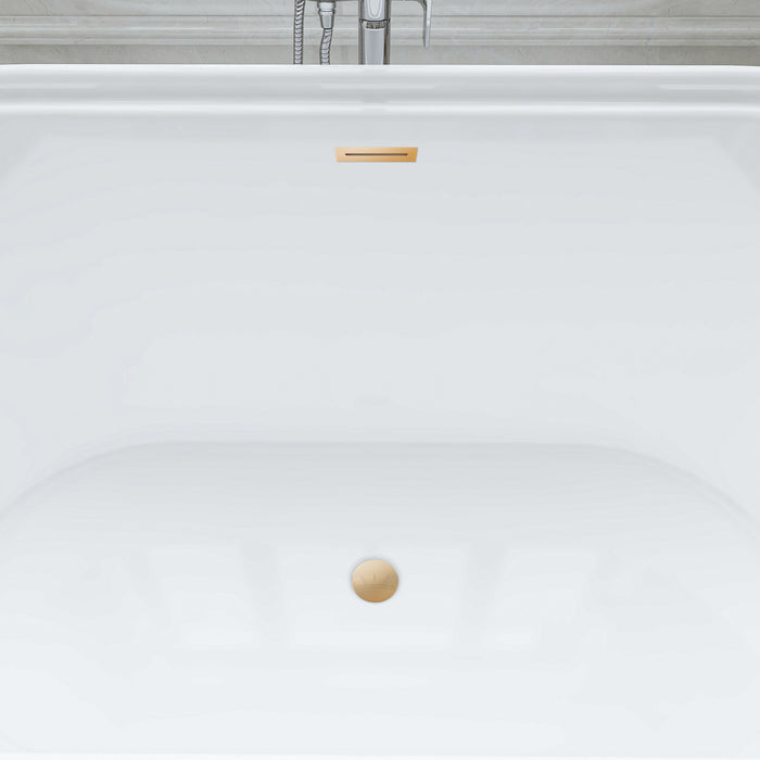67" x 31" Freestanding White Acrylic Bathtub, Modern Stand Alone Soaking Bathtub with Slotted Overflow and Pop-up Drain